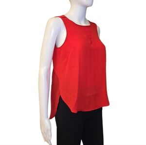 1. STATE Sheer Chiffon Layered Top Sleeveless Scoop Neck Ladybug Red Blouse Sz S
